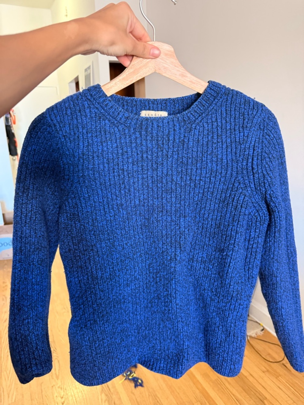 Sandro Women’s Ribbed Crewneck Sweater in Royal Blue